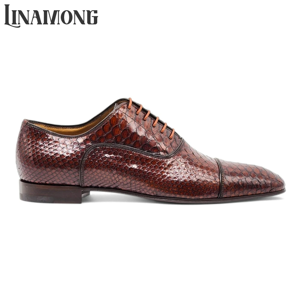 Brown Faux Python Leather Oxfo - Men'S Shoes Limited Edition avis et prix