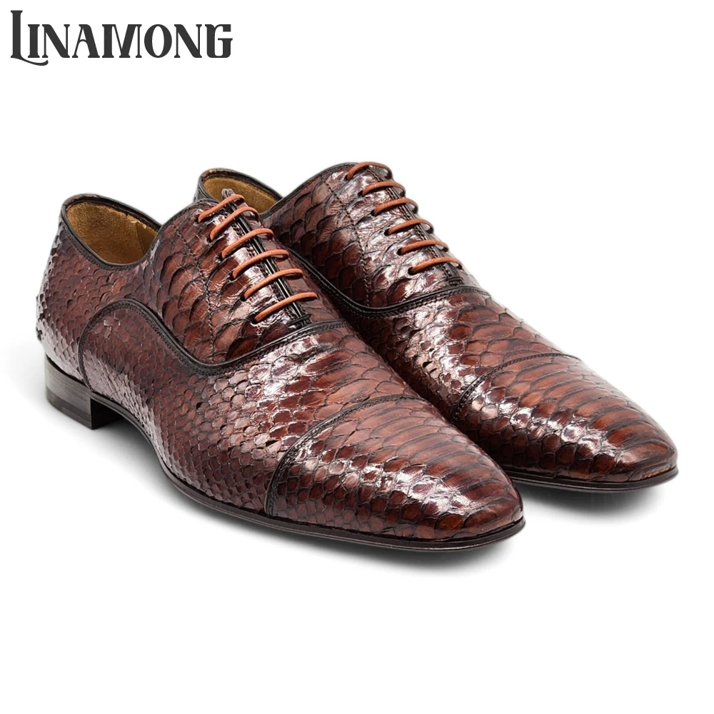 Brown Faux Python Leather Oxfo - Men'S Shoes Limited Edition avis et prix