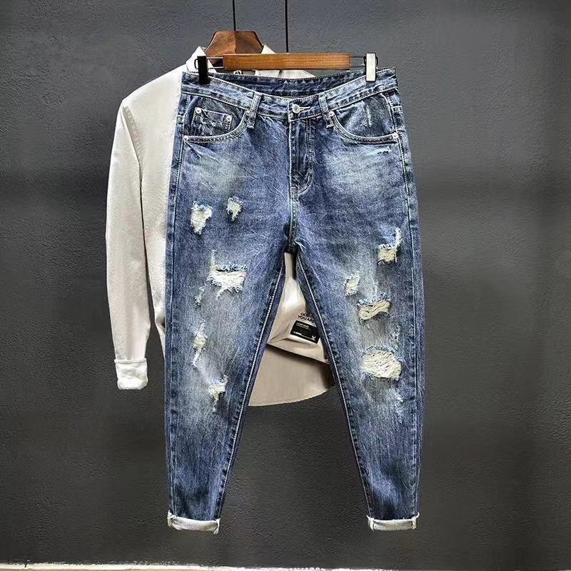 Nine-point jeans with holes fo - Men'S Shoes With Jeans avis et prix