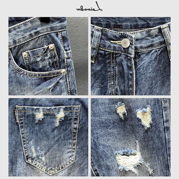 Nine-point jeans with holes fo - Men'S Shoes With Jeans avis et prix