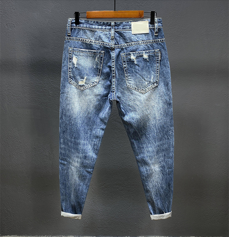 Nine-point jeans with holes fo - Men'S Shoes With Jeans avis et prix