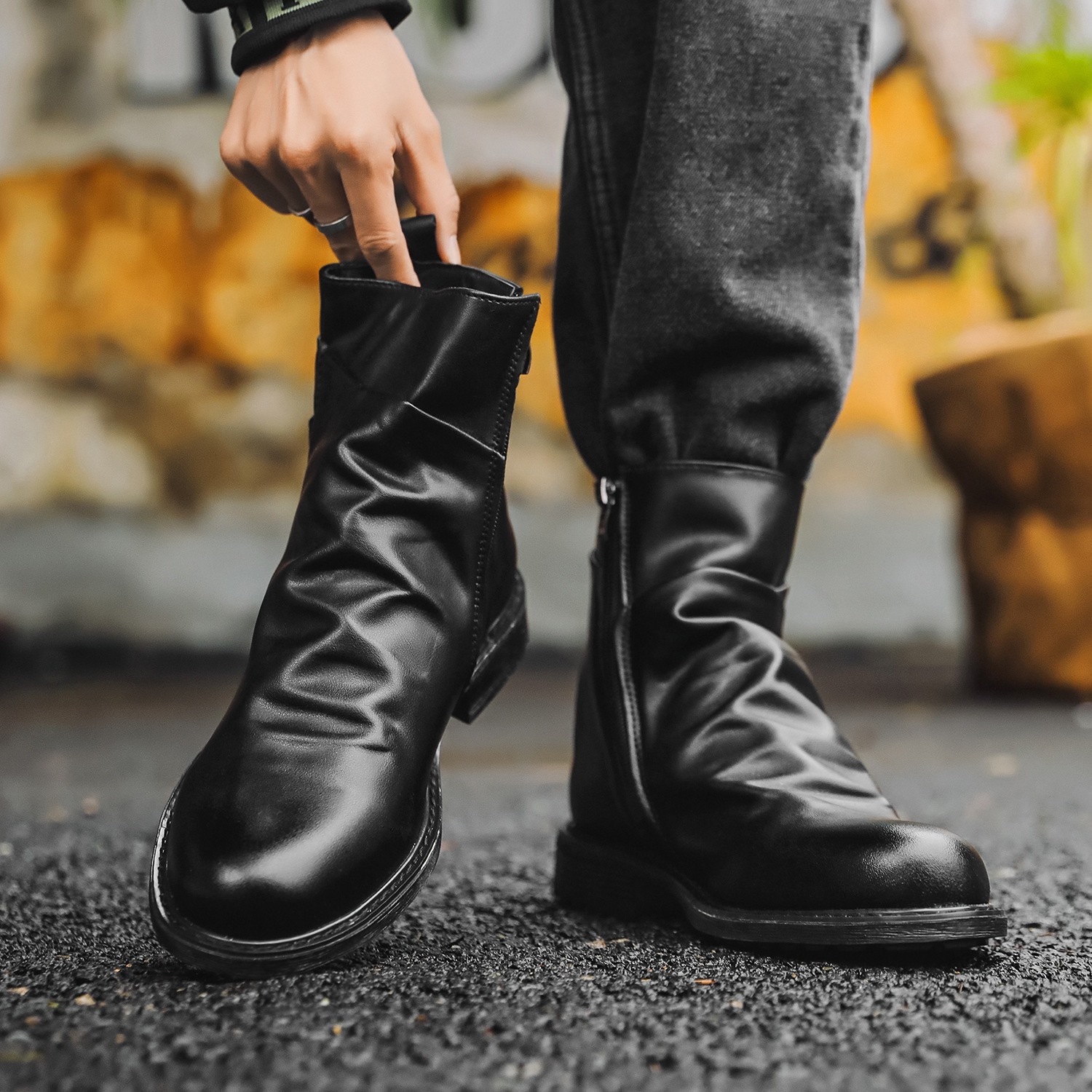 embroidery ankle boots for man - Men'S Shoes Zipper avis et prix