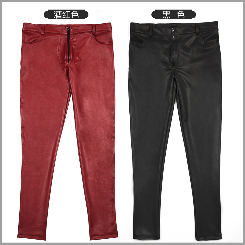 Men's PU Leather Skinny Jeans  - Men'S Shoes With Jeans avis et prix