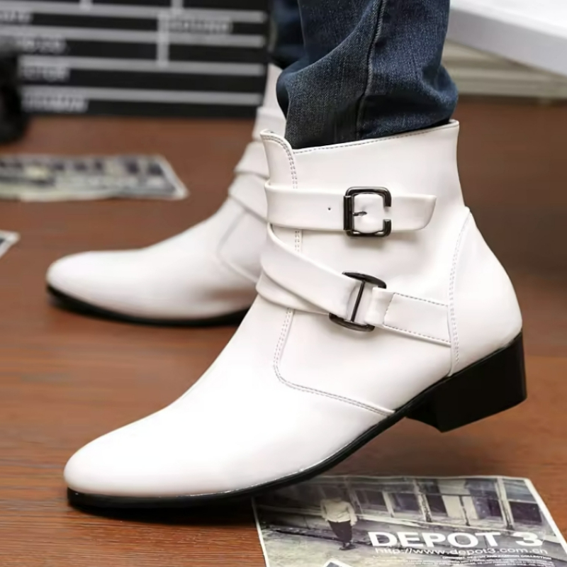 Luxury Men Boots Leather Chels - Men'S Shoes Zipper avis et prix
