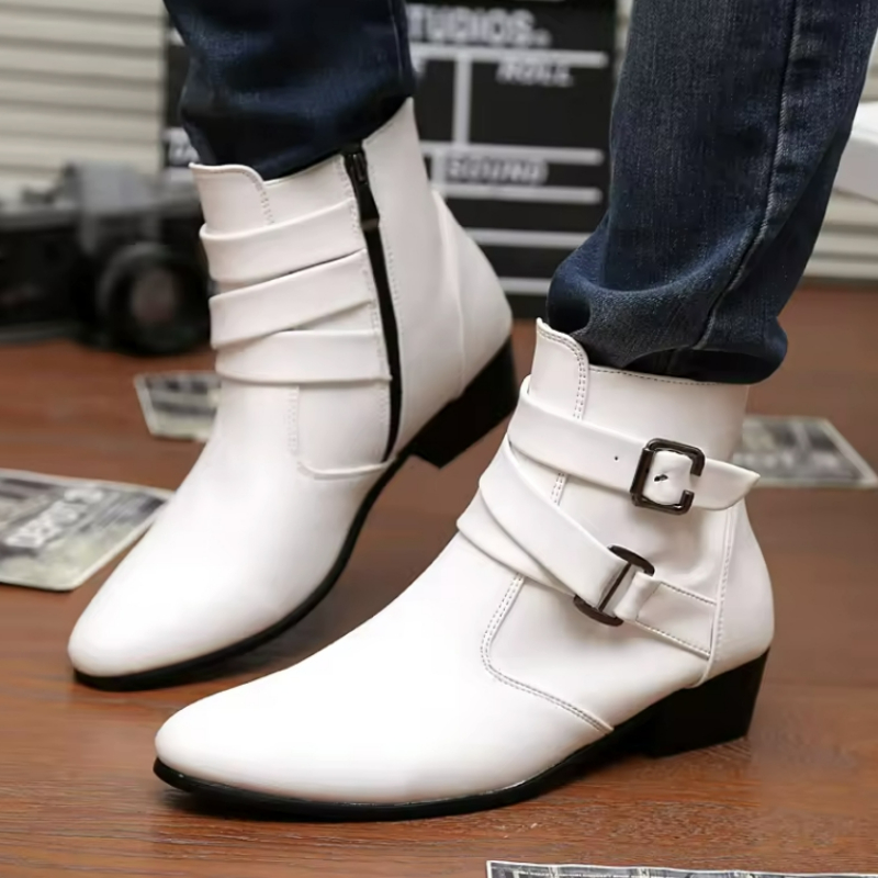 Luxury Men Boots Leather Chels - Men'S Shoes Zipper avis et prix