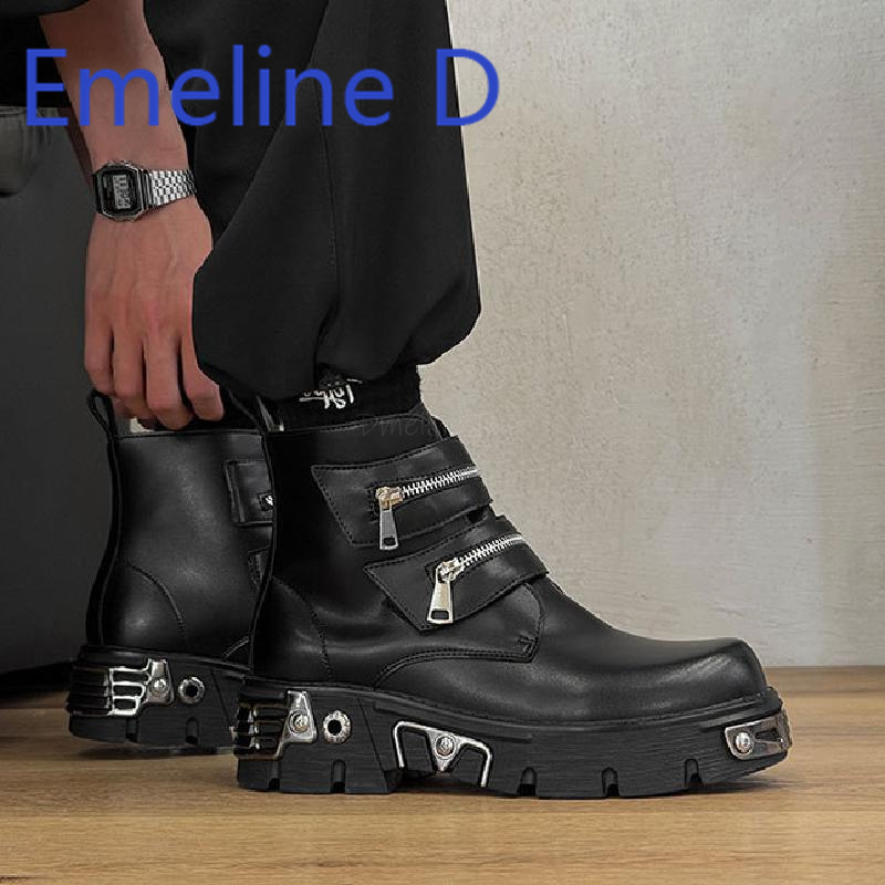 Dark Punk High Top Shoes Fashi - Men'S Shoes Zipper avis et prix