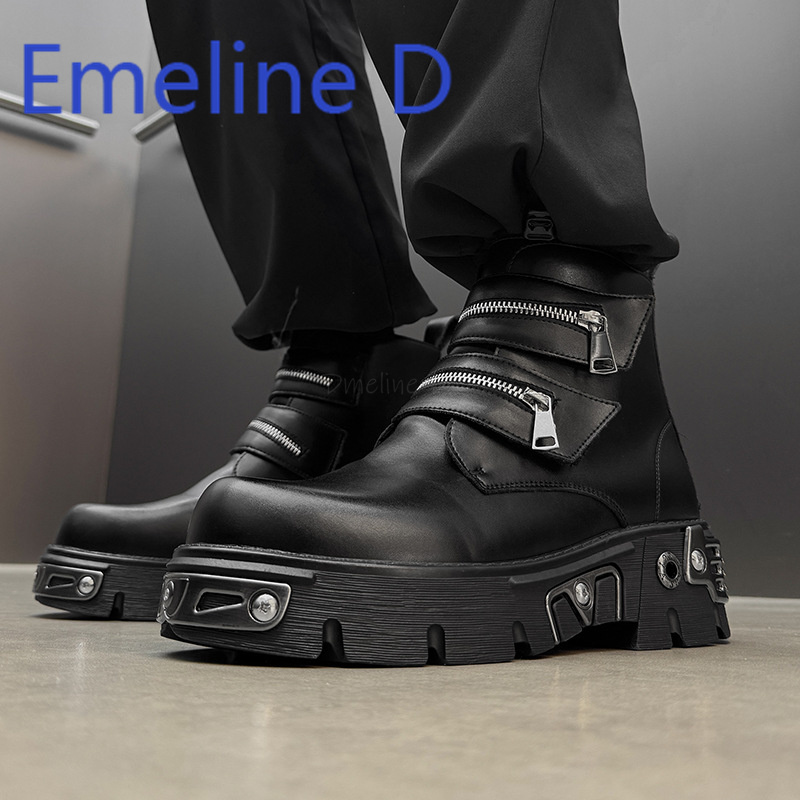 Dark Punk High Top Shoes Fashi - Men'S Shoes Zipper avis et prix