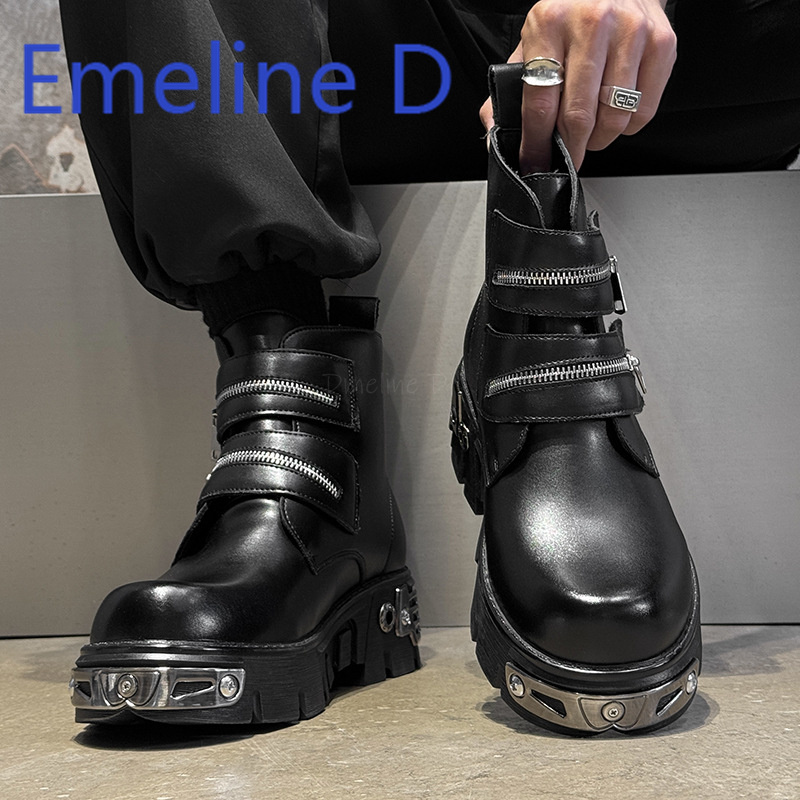 Dark Punk High Top Shoes Fashi - Men'S Shoes Zipper avis et prix