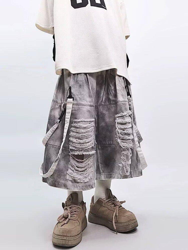 Retro Hip-hop Men's Ripped Jea - Men'S Shoes With Jeans avis et prix